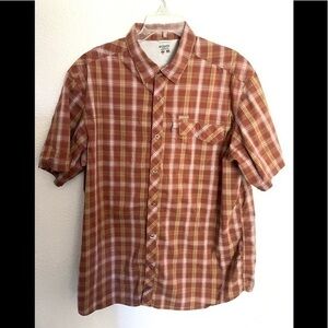 COLUMBIA MENS Omni-Dry brown plaid casual button down shirt size XL